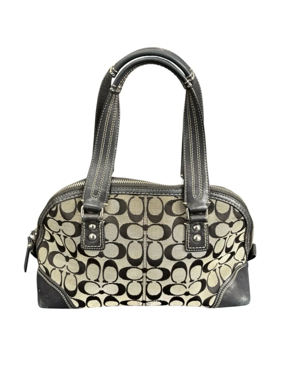 Coach Hampton H0998-F13977 Brown and Black Signature Satchel - Picture 2 of 12